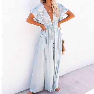 Vici—beauty Anika pocketed button down maxi dress